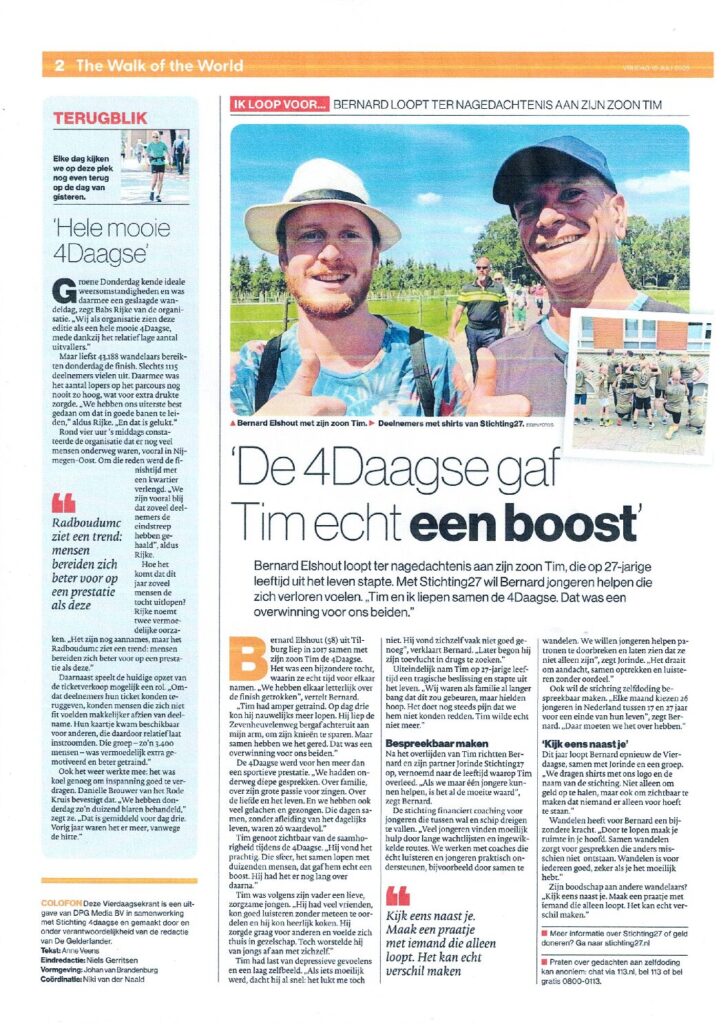 2025-07-18 De Gelderlander_Nijmeegse Vierdaagse_artikel Bernard en Tim